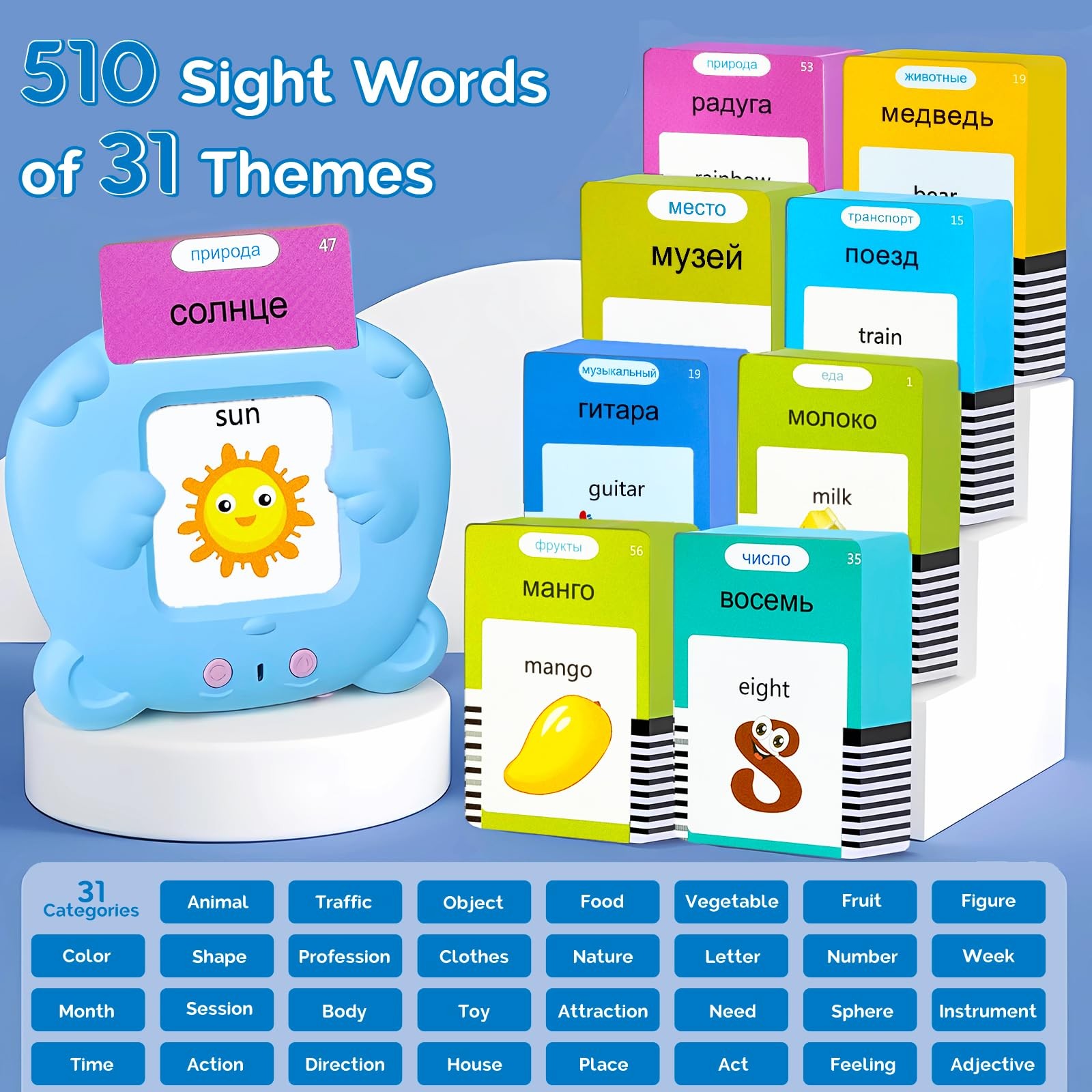 English Flash Cards Bilingual – Russian Talking Flash Cards for Kids, Pocket …
