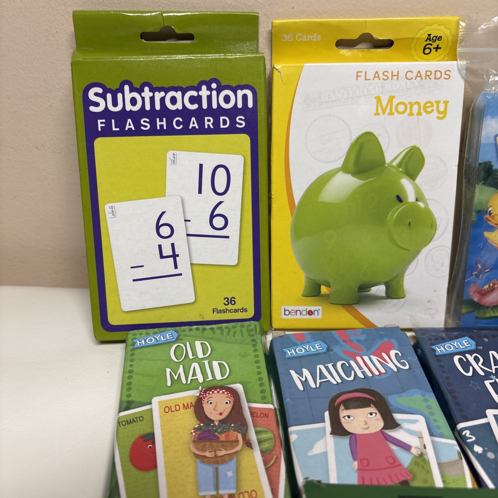 Lot Of 7 Kids Educational Flashcards & Game -Sight Words, Animals & Puzzle Cards
