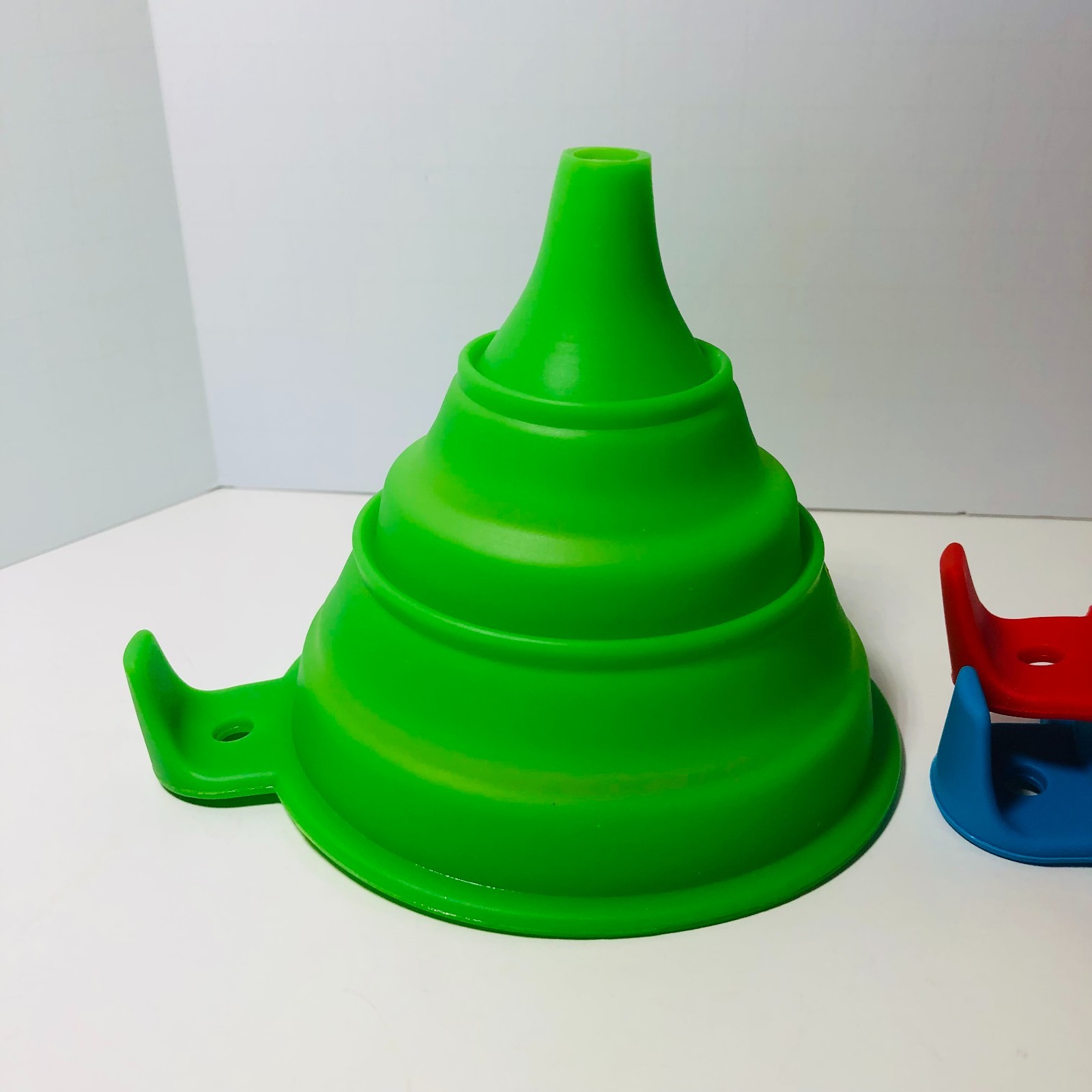 Funnels (3) Fold & Stack & Hook Silicone Toy PreK Water Play Camp Kitchen Fun