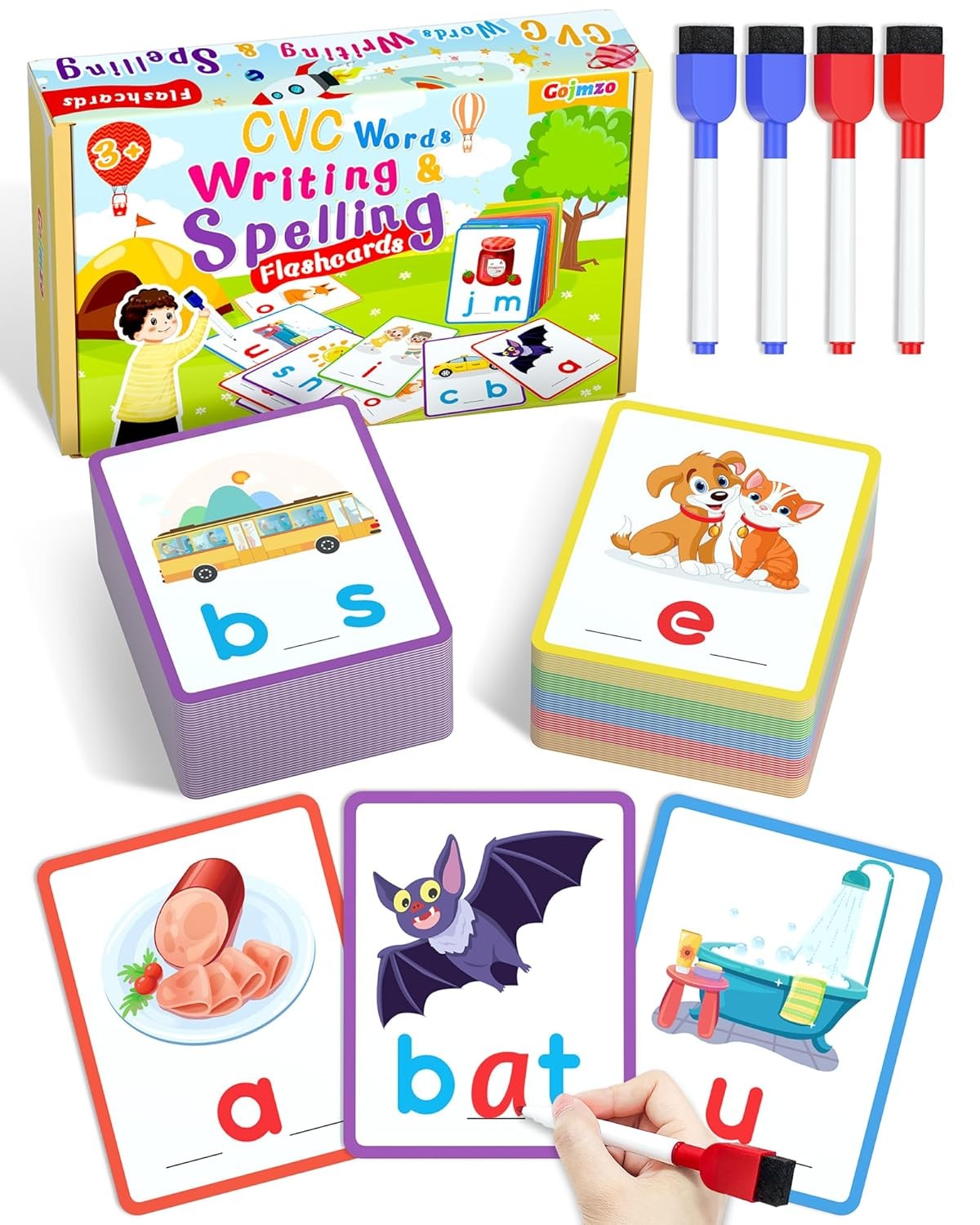CVC Word Flash Cards Preschool Learning Spelling Games for Kids Toddlers