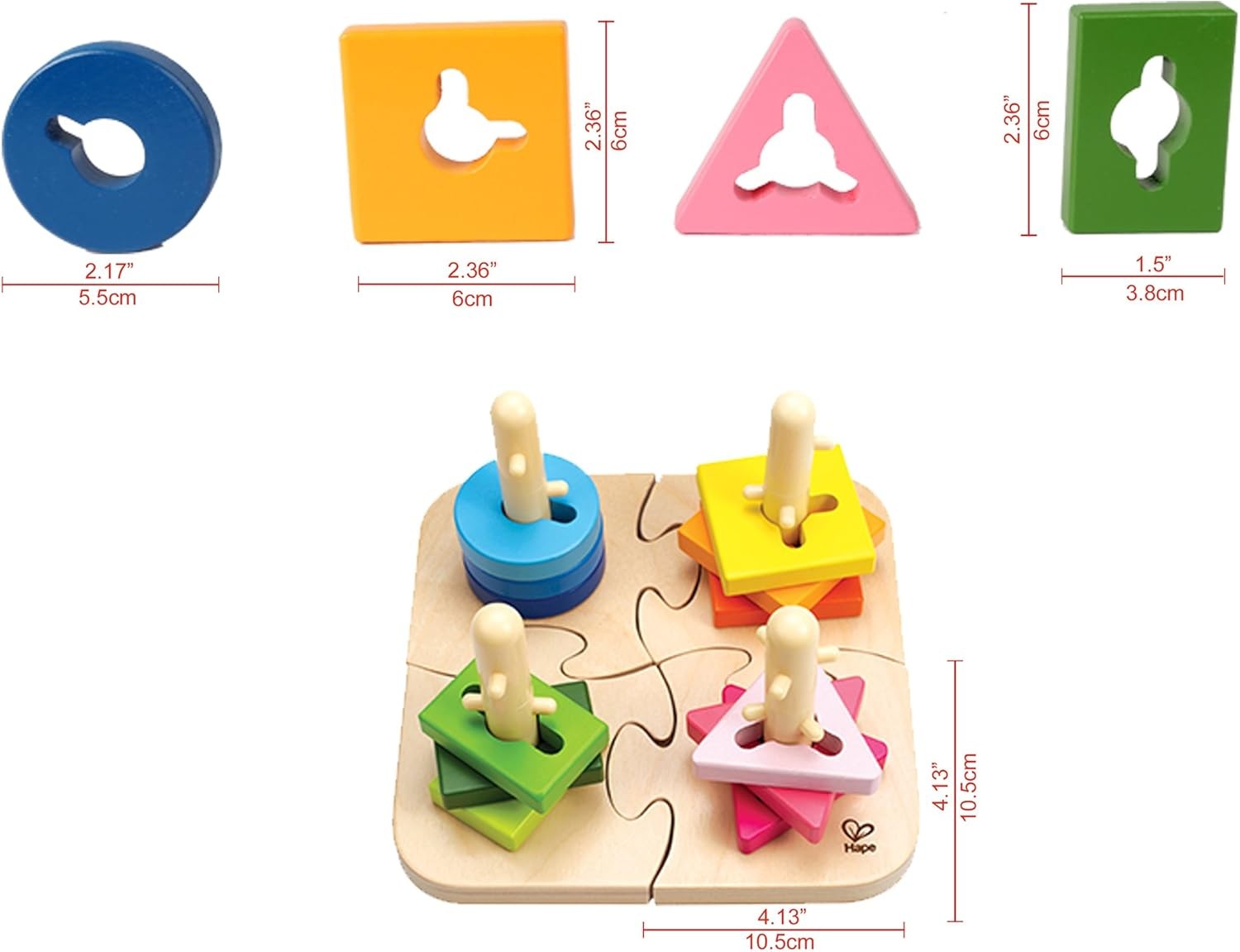 Creative Peg Puzzle by Hape Wooden Stacker Peg Problem-Solving Puzzle for Todd