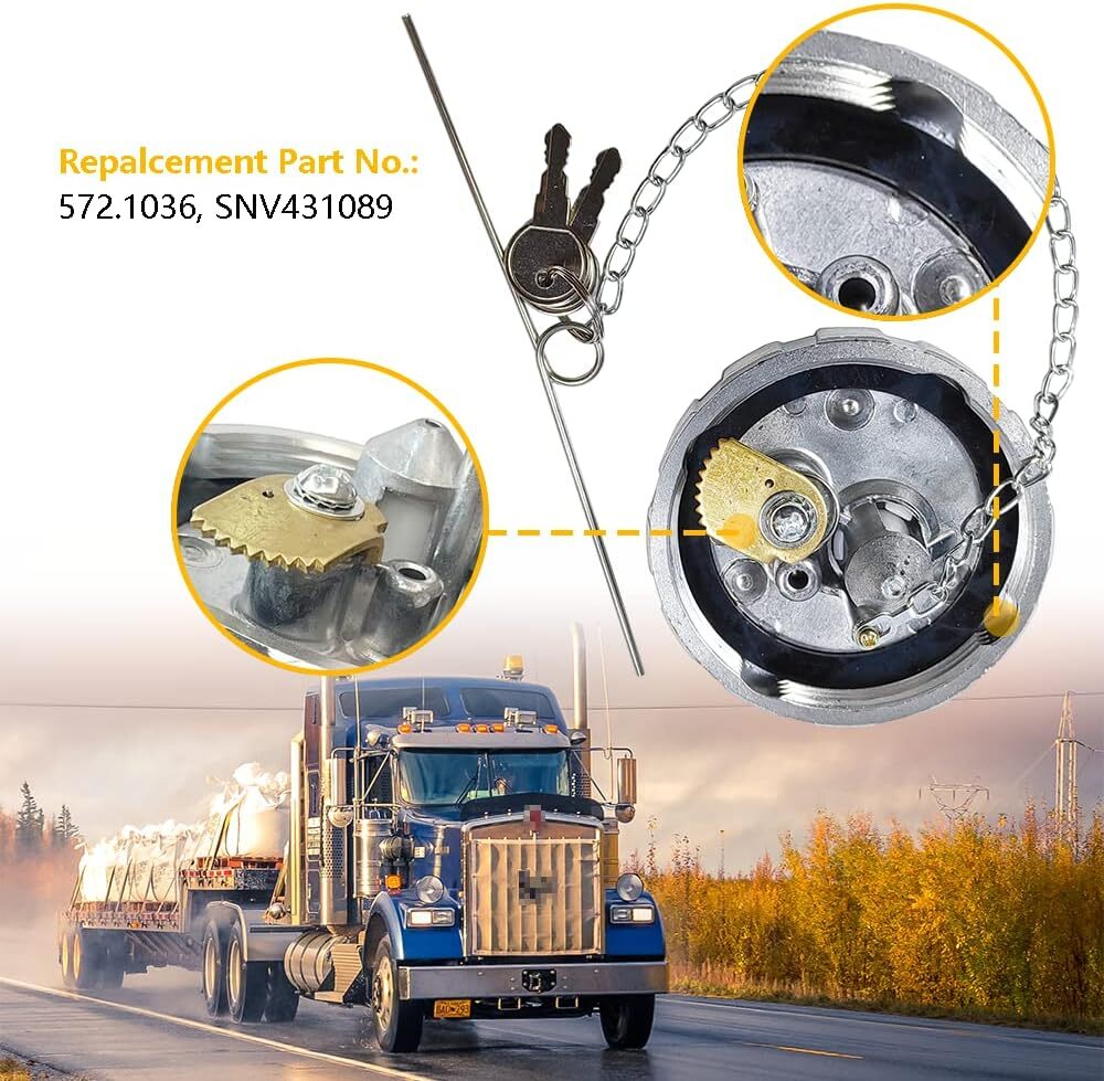 Locking Diesel Fuel Gas Cap With 2 Keys | 3.5″ Female Thread Fitting 5.5 TPI