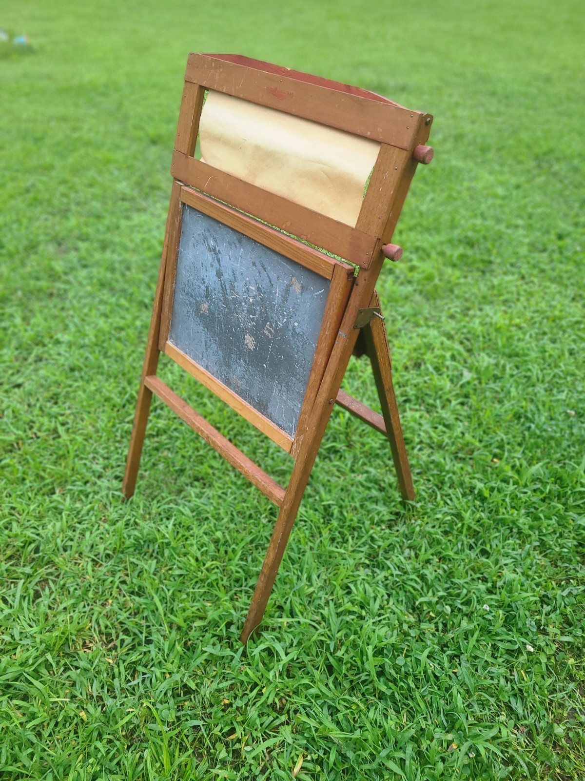 Vintage 1930’s Child’s Educational Chalkboard Easel w/Paper