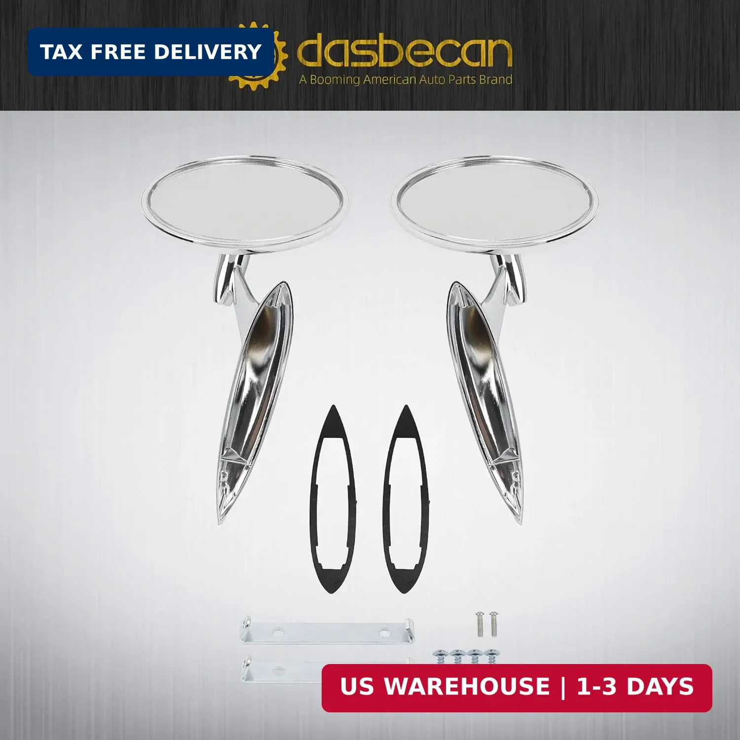 Dasbecan Round Bowtie Outside Mirror for 1963 1964 1965 Chevy Impala Chevelle No