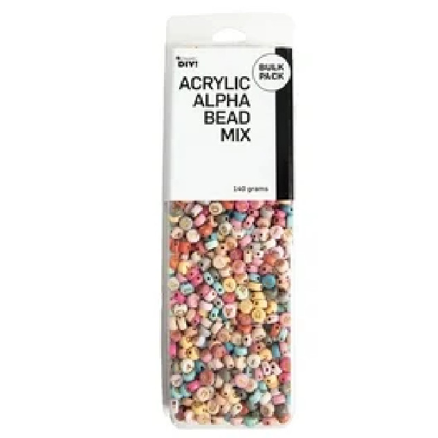 DIY COUSIN – GLASS ALPHABET BEAD MIX – 2 PKGS – 312G – MIXED COLORS