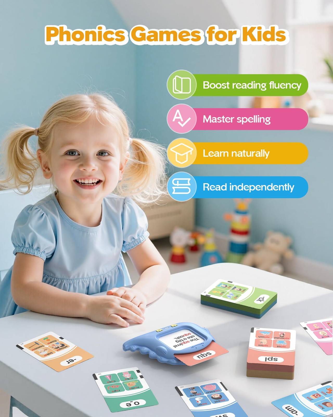 Phonics Talking Flash Cards For Toddlers 3-8 Airbition Learn To Read In 20