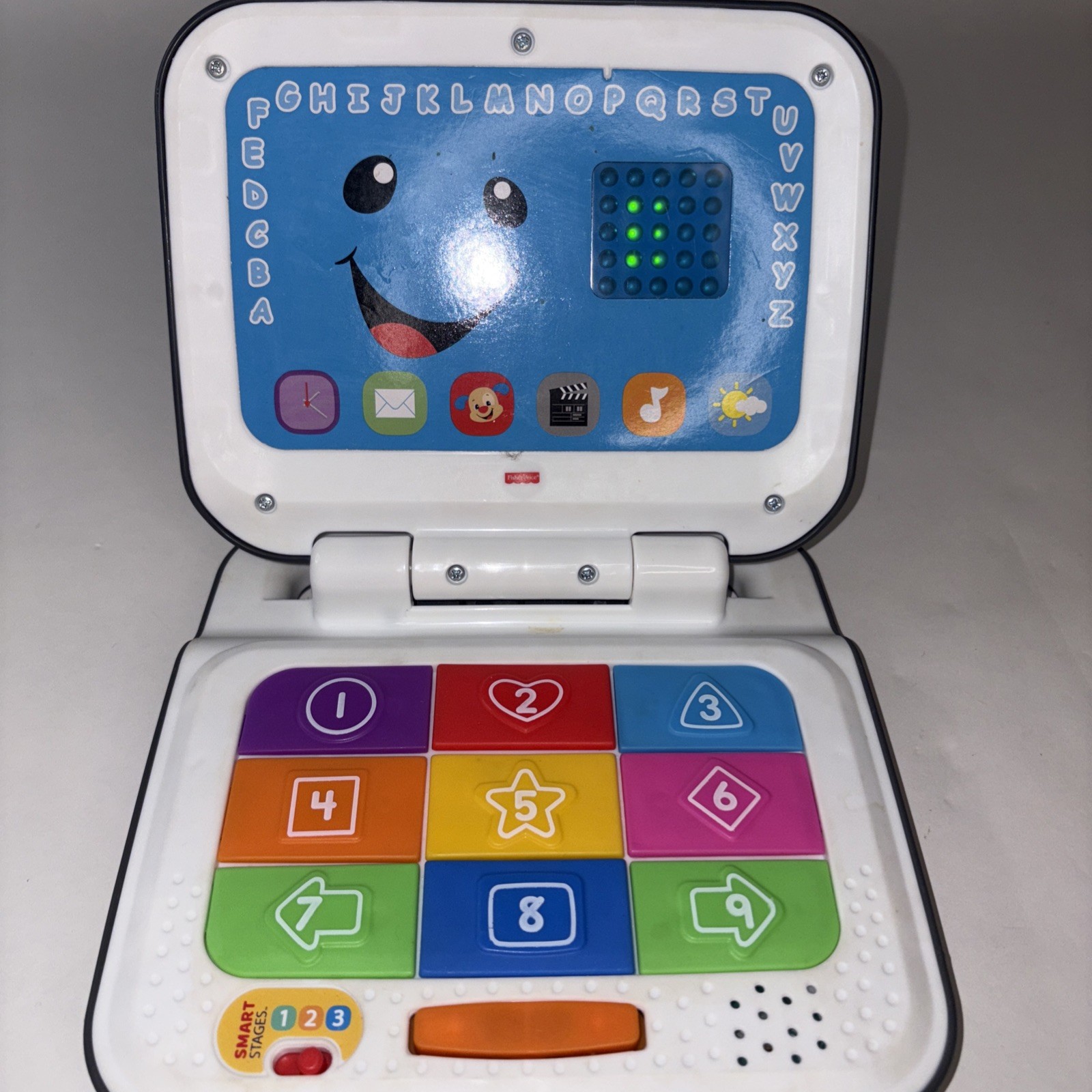 FISHER PRICE Kids Blue White Laugh Learn Smart Stages Laptop Play Computer Toy