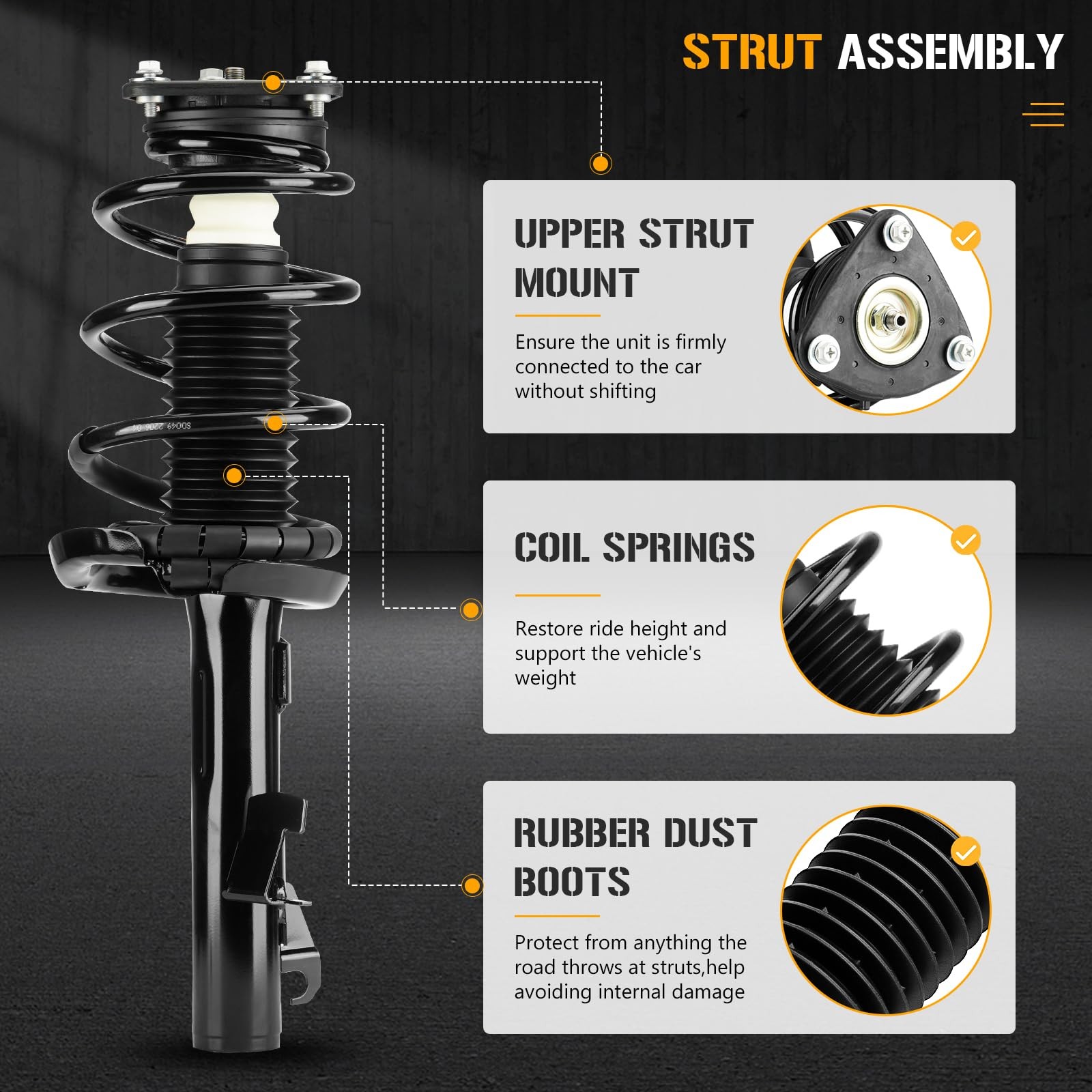Front Rear Complete Struts Shock Absorbers with & Left and Right