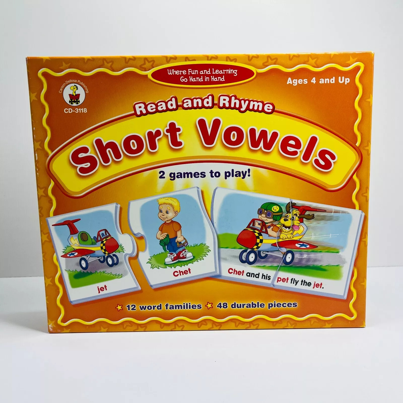 Carson Educational Puzzle Sets – Read & Rhyme Short Vowels Matching Cards Game