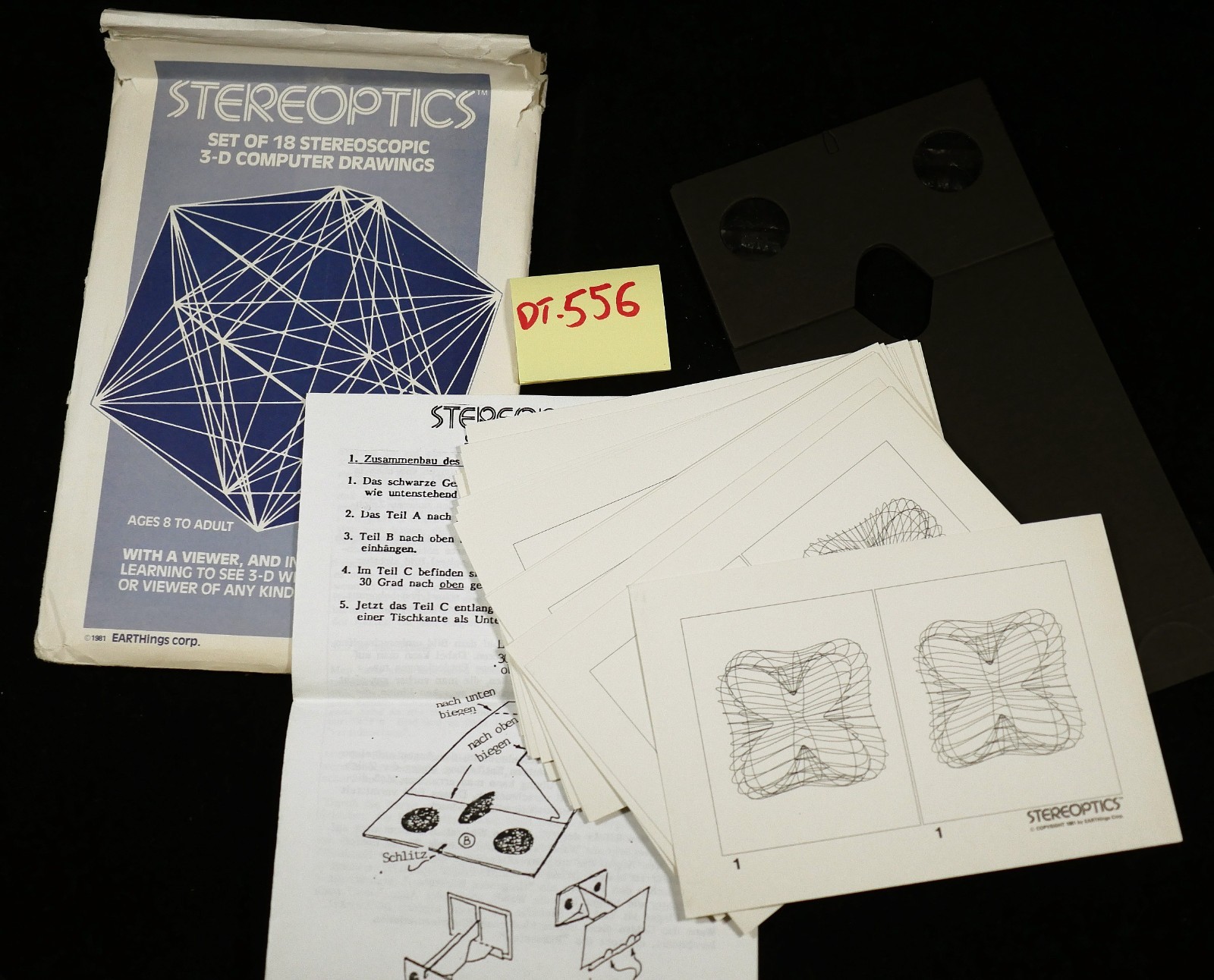 STEREOPTICS 18 Stereoscopic 3-D Computer Drawings 3D Viewer 1981 Earthings Corp