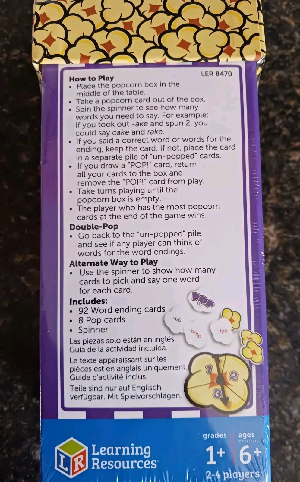 LEARNING RESOURCES Pop For Word Families Item #8470 New/Sealed Packaging