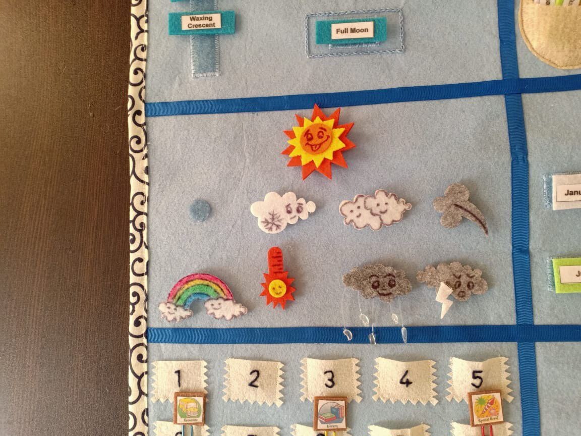 Montessori Felt Calendar, daily activity Board, kids Christmas gift , Homeschool