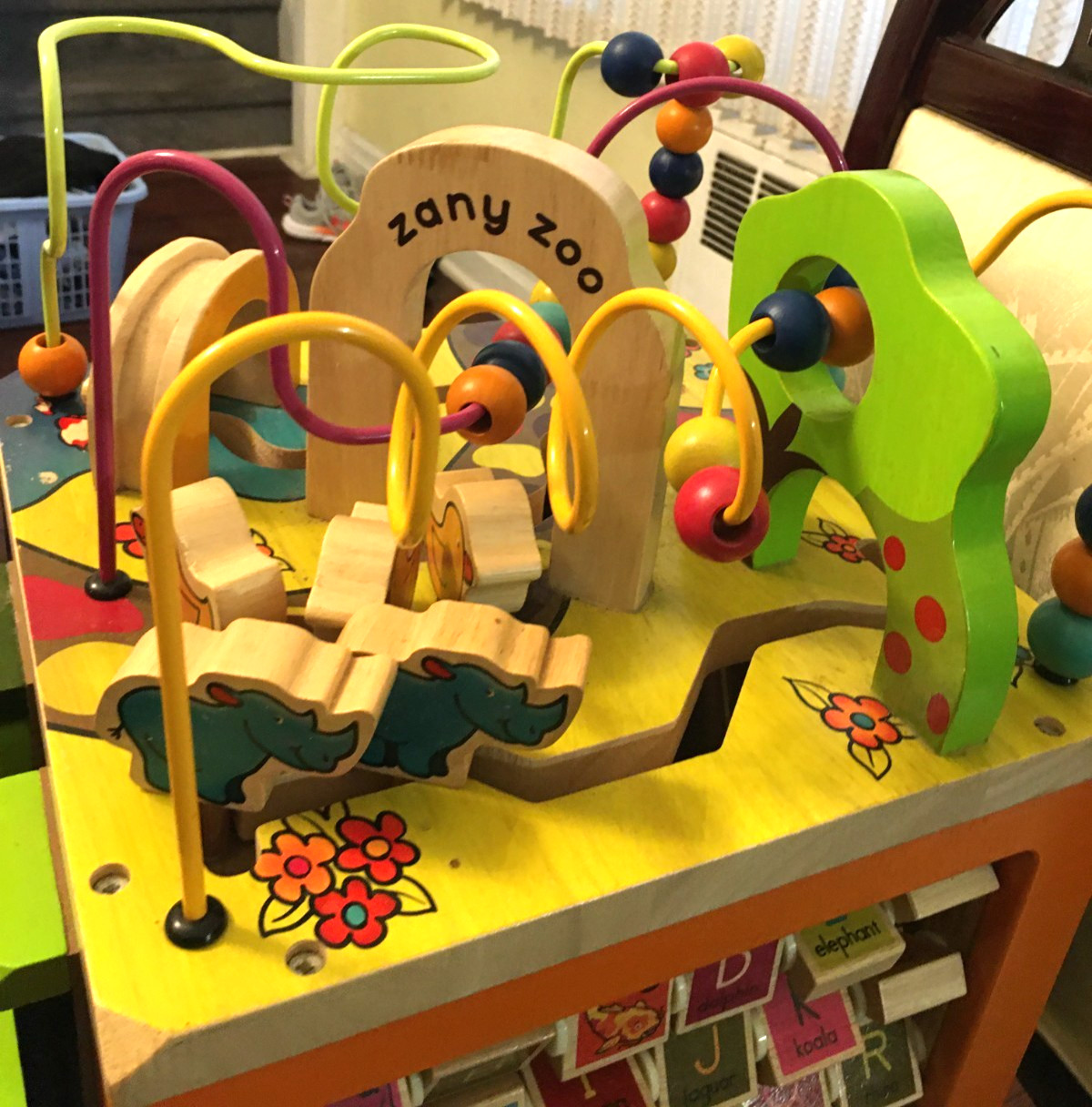 Just B B You Zany Zoo Wooden Activity Cube Child’s Learning Play Center, EUC