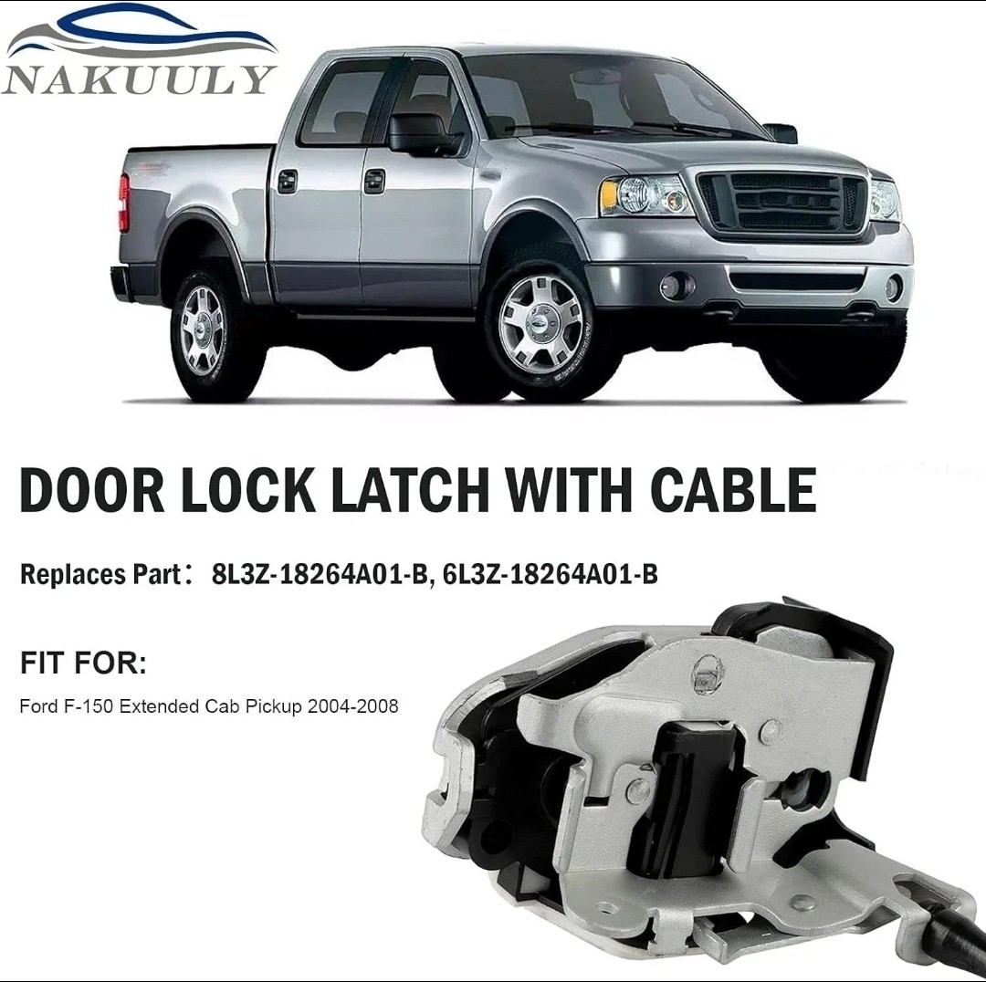 Left Driver Side Rear Door Lock Latch & Cable Compatible with Ford F150 Extended