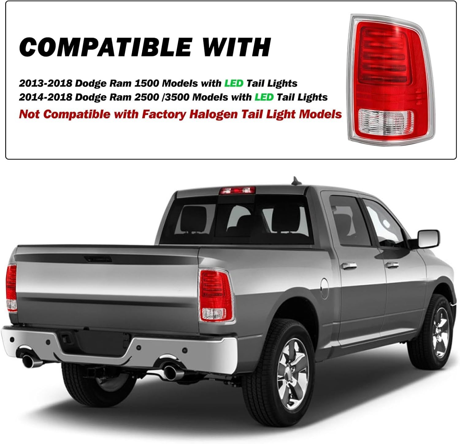 LED Tail Light Assembly Fit for 2013-2018 Dodge Ram 1500/2014-2018 Ram 2500 35..