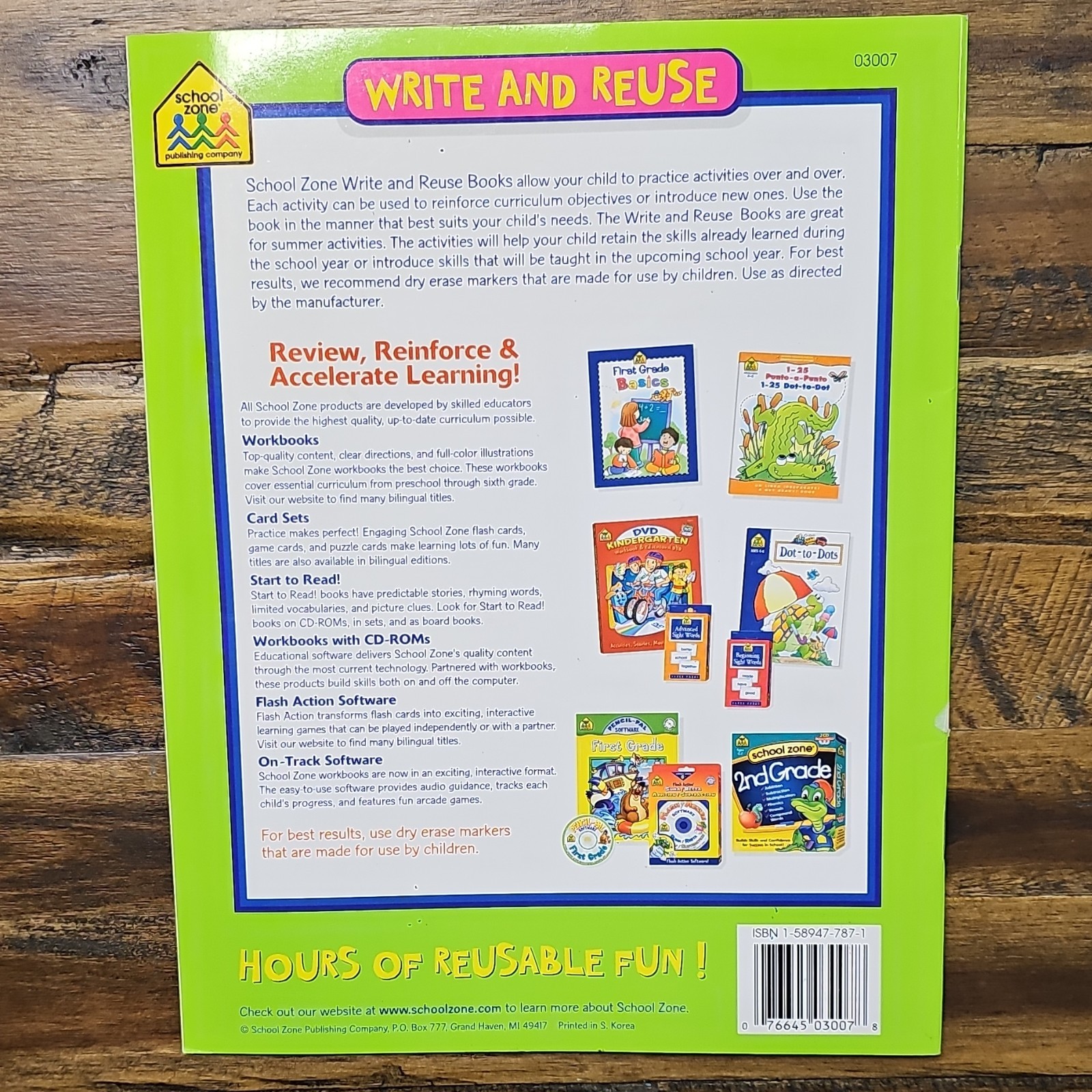 School Zone Alphabet/Letters Write and Reuse Book Ages 5-7 by School Zone