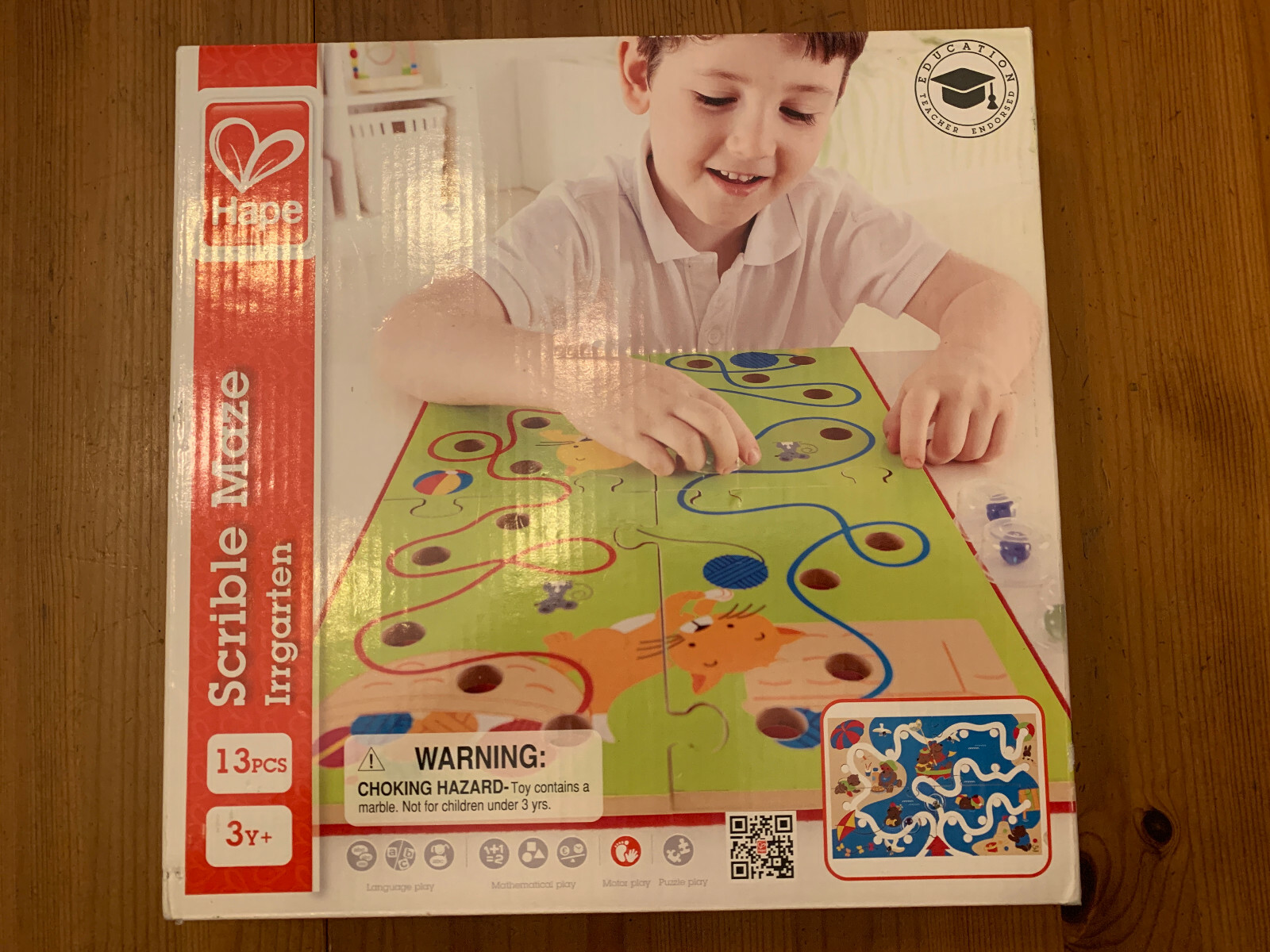 Hape Toys Kids Scribble Maze Fine Motor Marble Game New