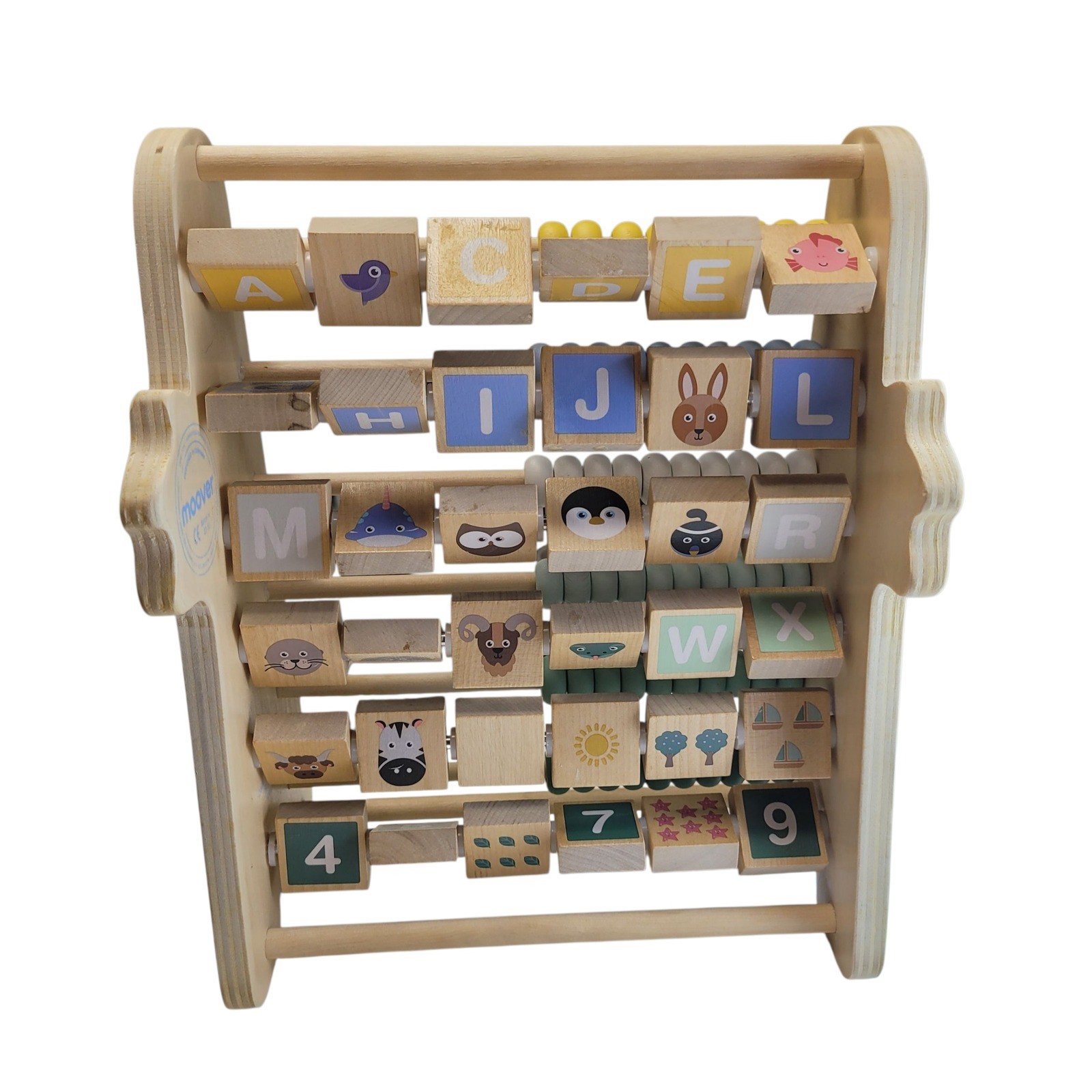 Moover Wooden Abacus Alphabet ABC Letters Numbers Animals Educational Toy