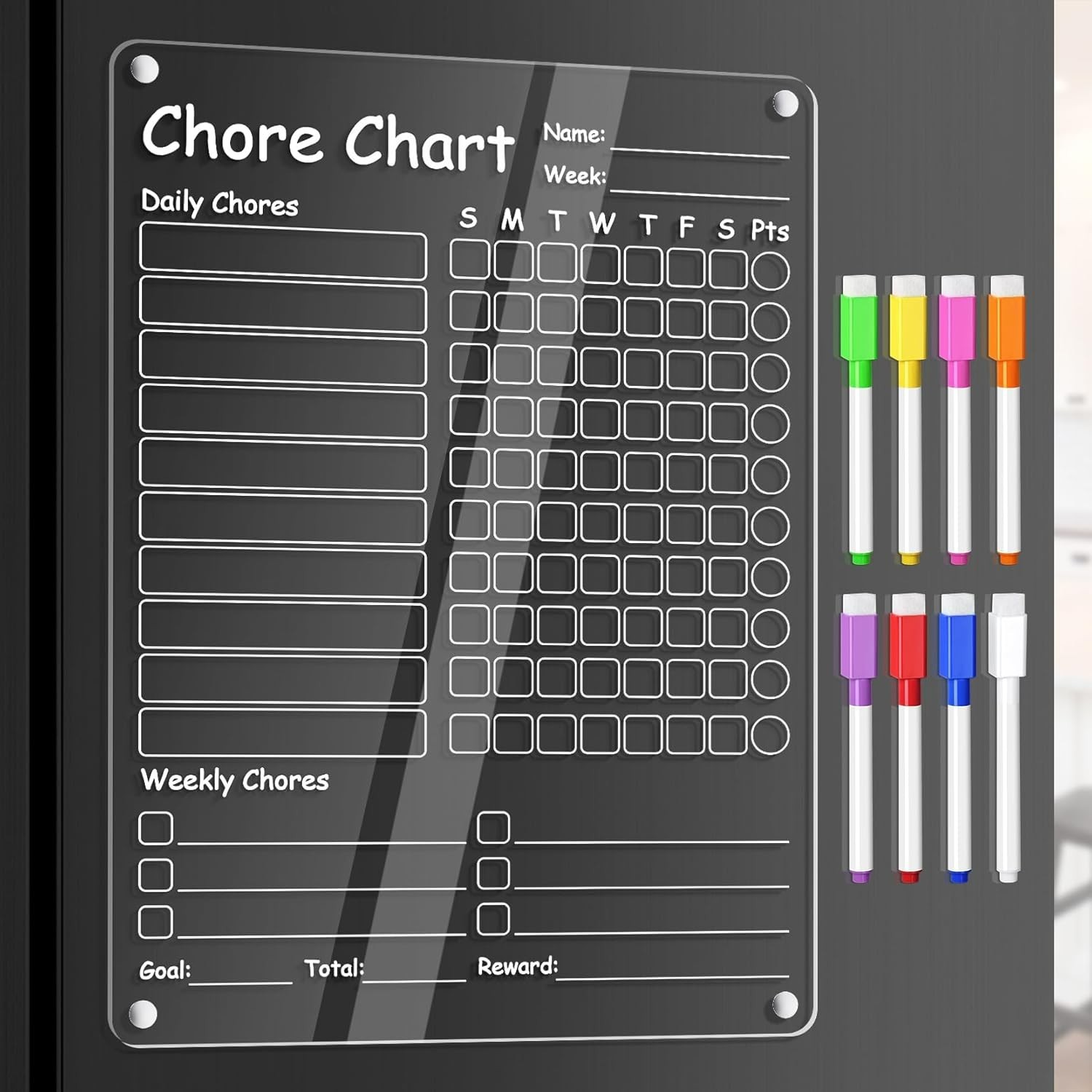 Motivational 12×9” Acrylic Family Chore Checklist – Easy Erase & Scratch-Proof
