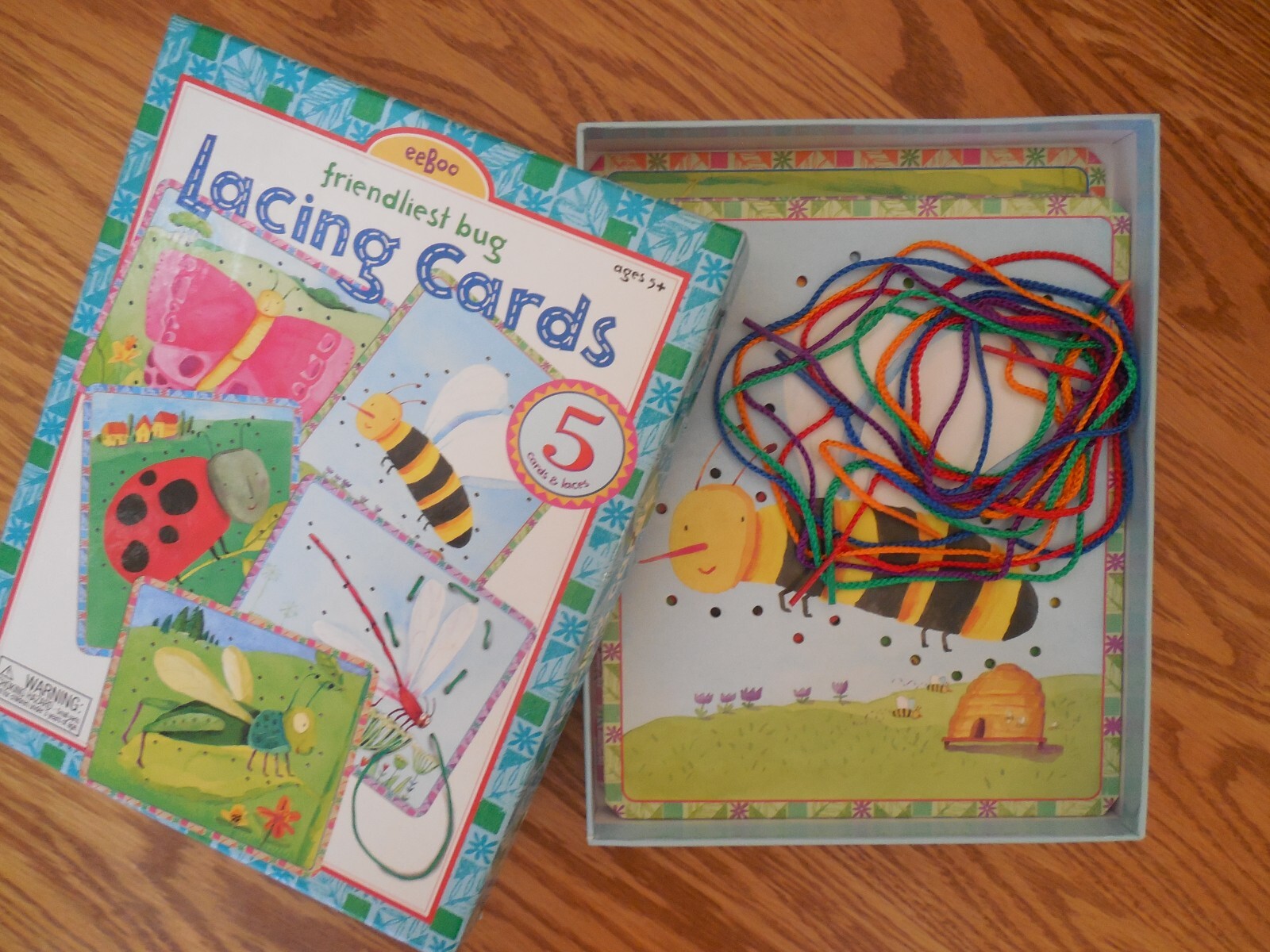 EUC 2010 eeBoo “Friendliest Bug” Lacing Cards with 5 Cards & Laces
