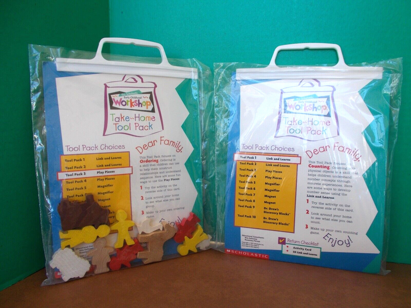 1997 2Sets- Scholastic Early Childhood WorkshopTool Packs#1,#3Links,&Play Pieces
