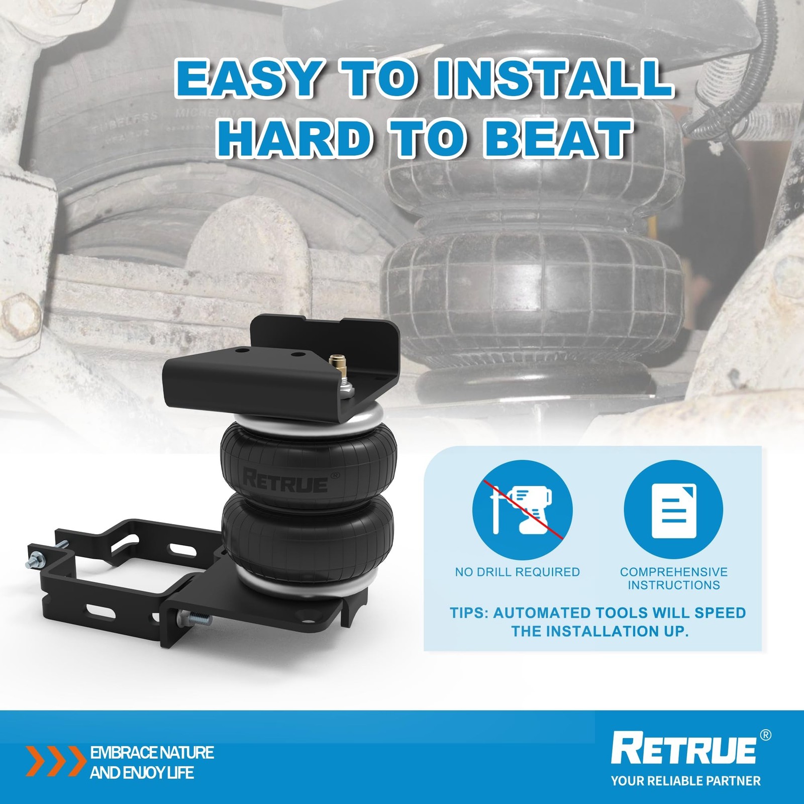 RETRUE Rear Air Bags Suspension Kit for 2021-2026 Ford F150 With Scales Optio…