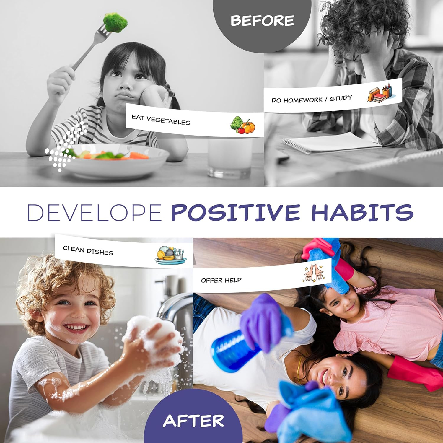 Chores Chart for Kids – Daily Routine Chart for Kids with Checklist & Stickers