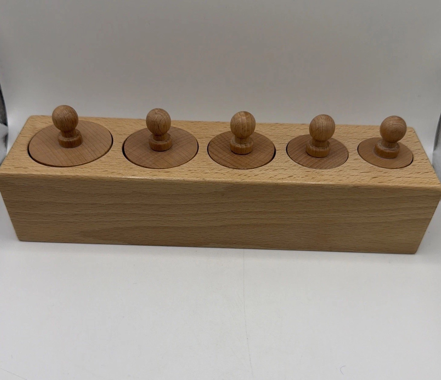 Montessori Knobbed Cylinder Socket Toddler Puzzle Wooden Cylinder Ladder
