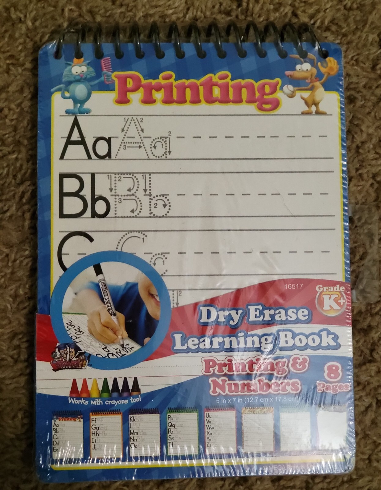 Dry Erase Printing & Numbers Learning Book- Works With Crayons Too!, NIP