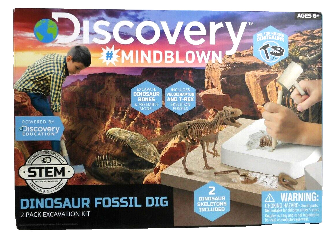 DINOSAUR FOSSIL DIG 2 pack excavation kit DISCOVERY 2018 NEW, PACKAGE DAMAGED