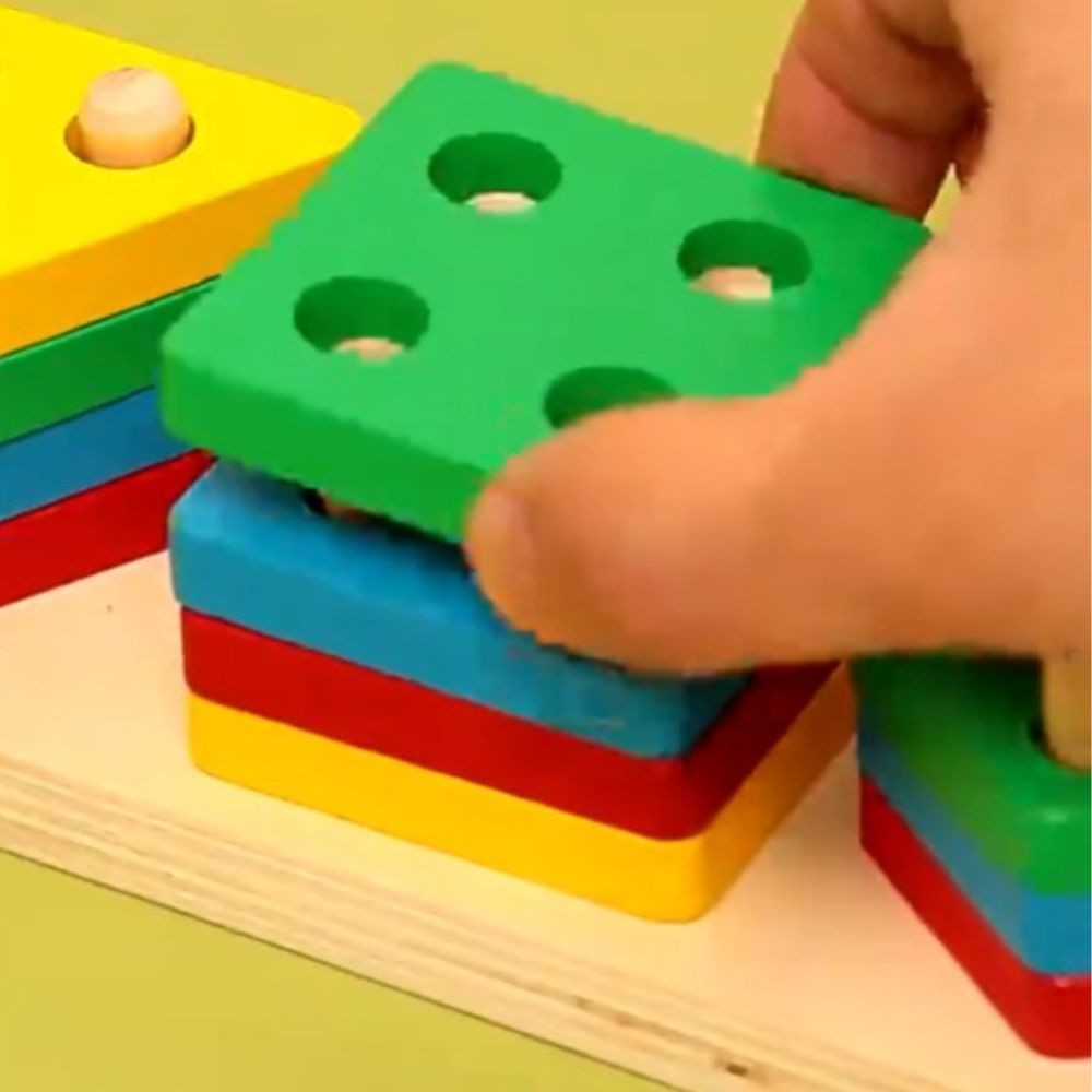 Multi-Color Wooden Puzzle for Kids Educational Montessori Toy Age 1-3 Cognitive