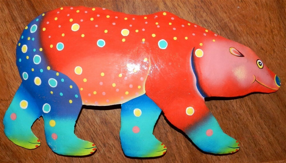 Bear Metal Wall Art Colorful Whimsical 7.5×12.5″ New