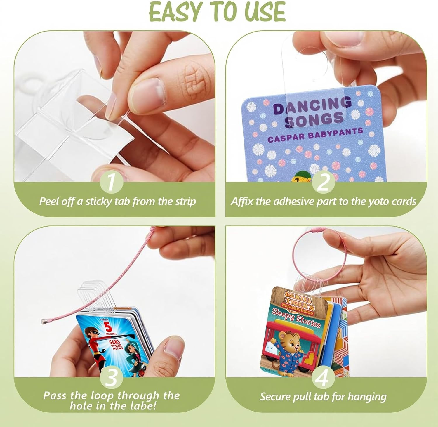 Creative Yoto Card Organizer Set: 200 Adhesive Tabs & 10 Color Rings for Kids