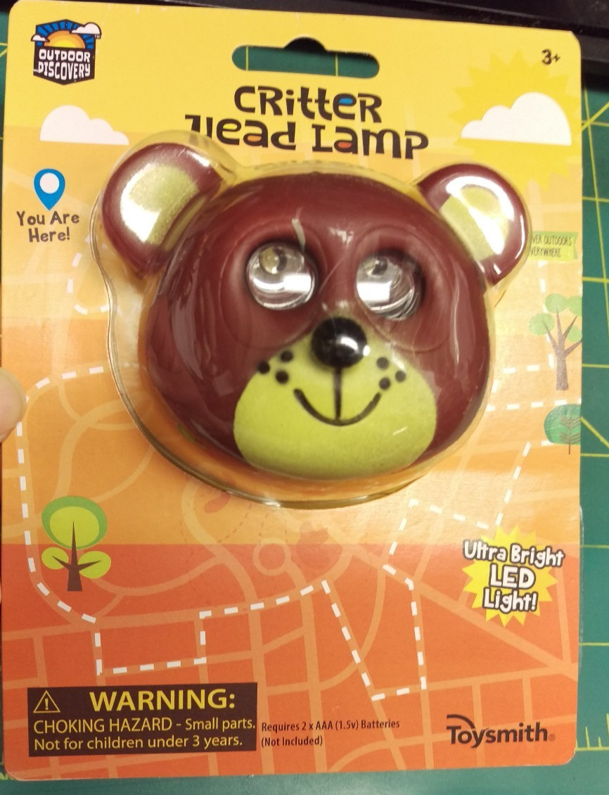 Outdoor Discovery Critter Head Lamp Cute Brown Bear Headlamp w/ Adjustable Strap