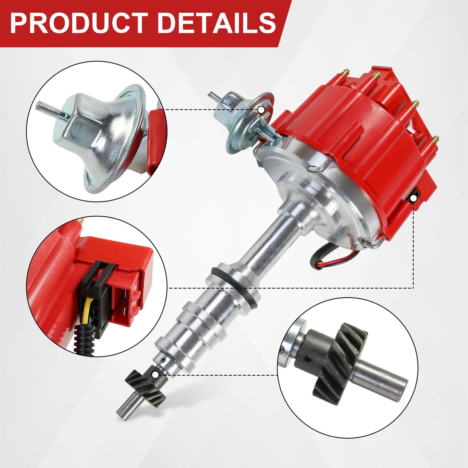 HEI Distributor Red Cap 65000 Volts Ford FE V8 352-428