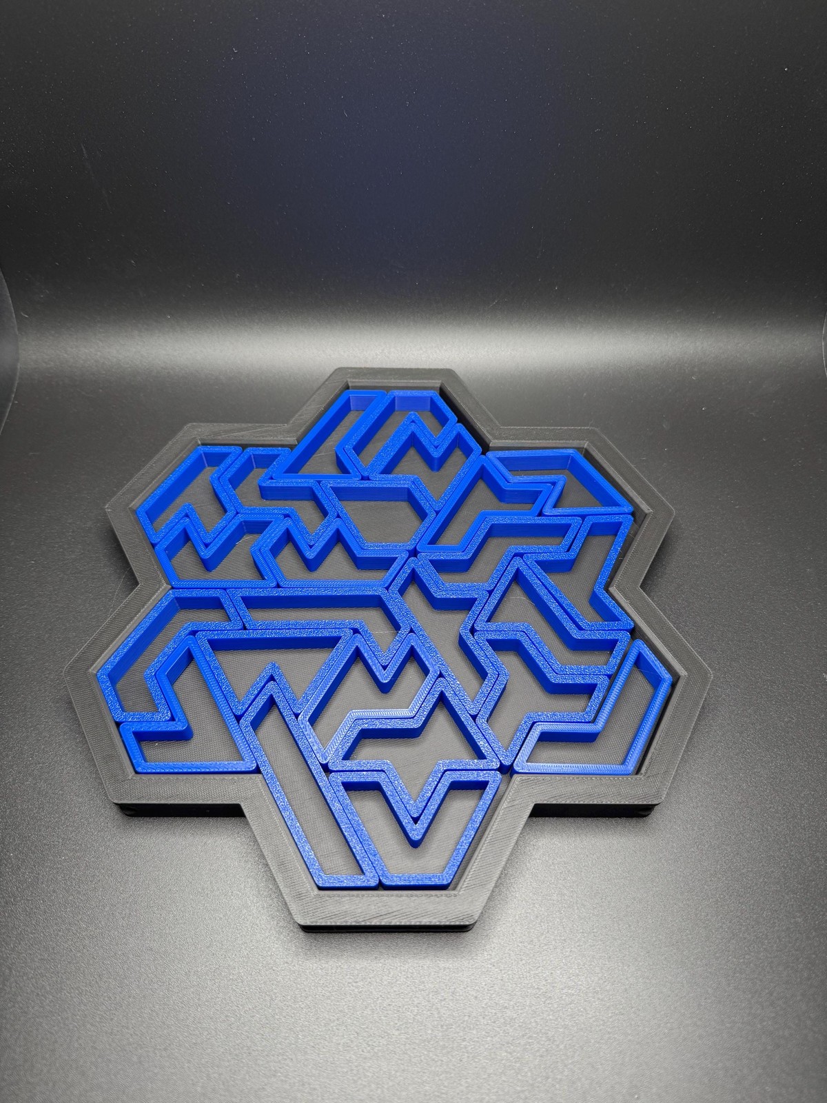 3D Printed Heptiamond Snowflake Puzzle with Box – Challenging Educational Teaser