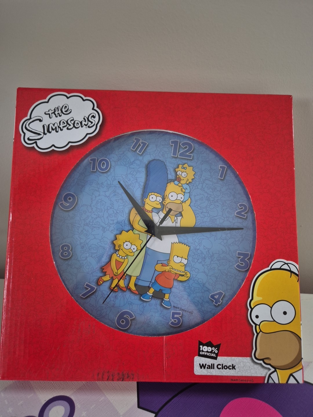 BRAND NEW Officially Licensed THE SIMPSONS 25cm Round Wall Clock Bedroom Decor