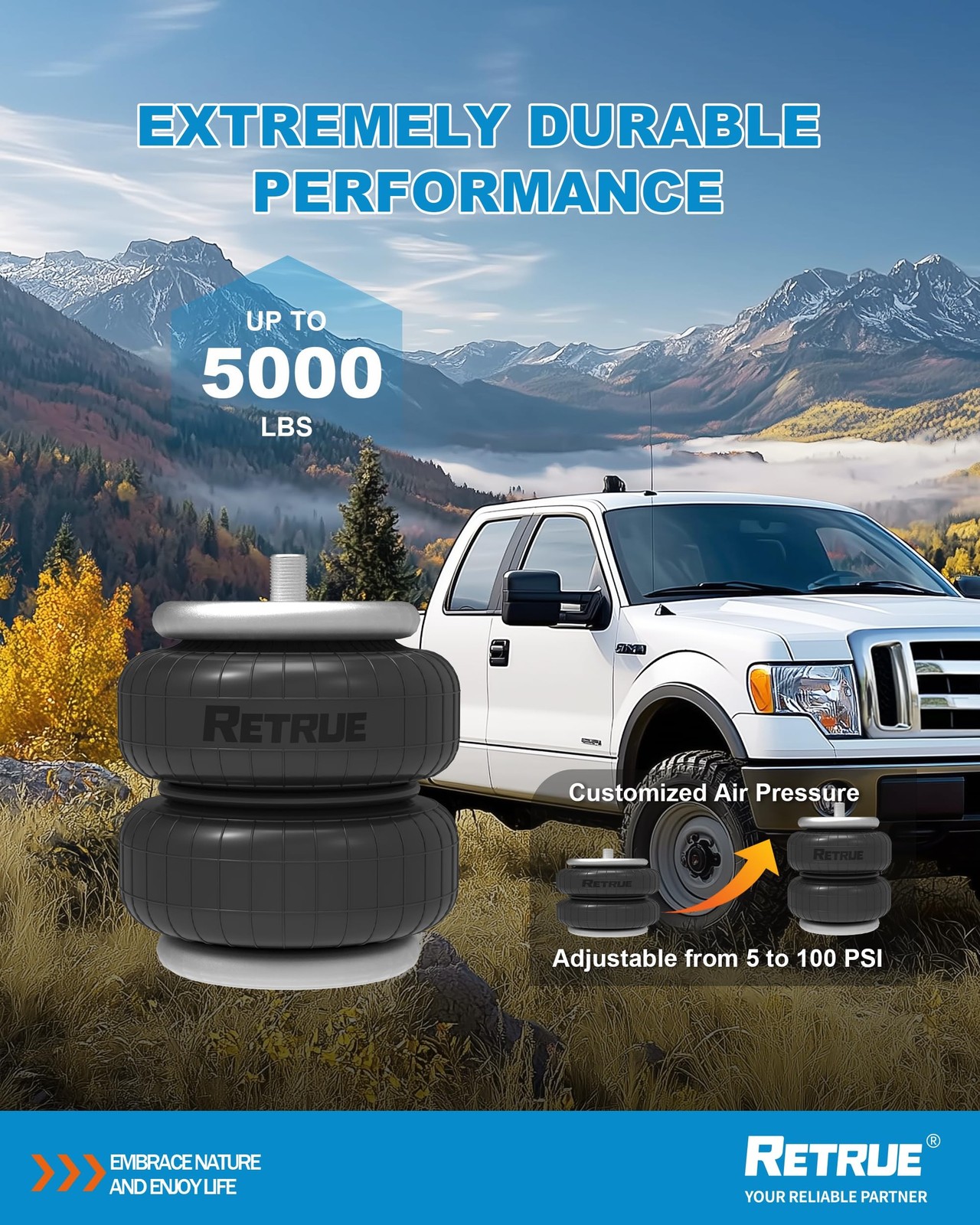 RETRUE Rear Air Bags Suspension Kit for 2004-2008 Ford F150 Truck Towing, 500…