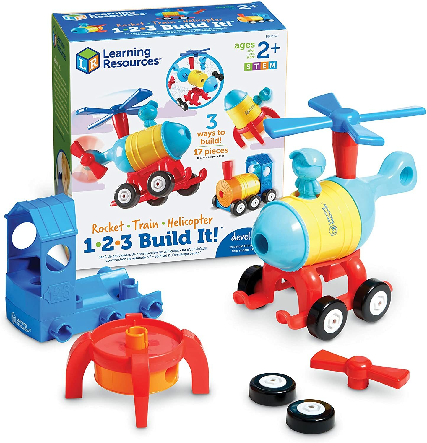 NEW Learning Resources 1-2-3 Build It! Rocket Train Helicopter STEM For Ages 2+