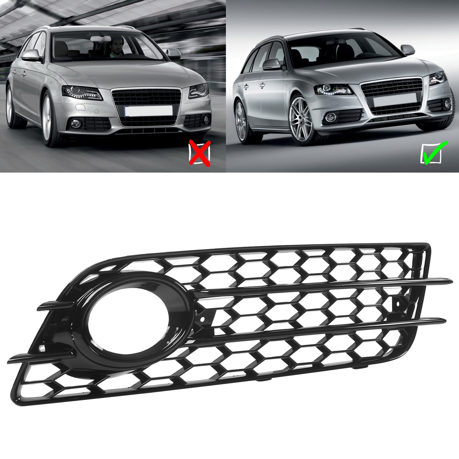 2 Pcs Bumper Fog Light Grille For B8 S4 Models 2008‑2012 OXQC
