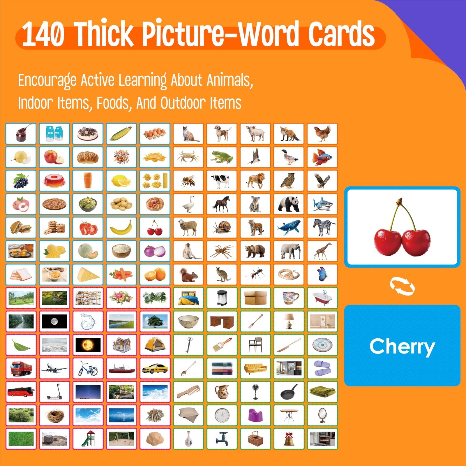 140 Picture-Word Flashcards for Speech Development, ESL & Autism Vocabulary Aid