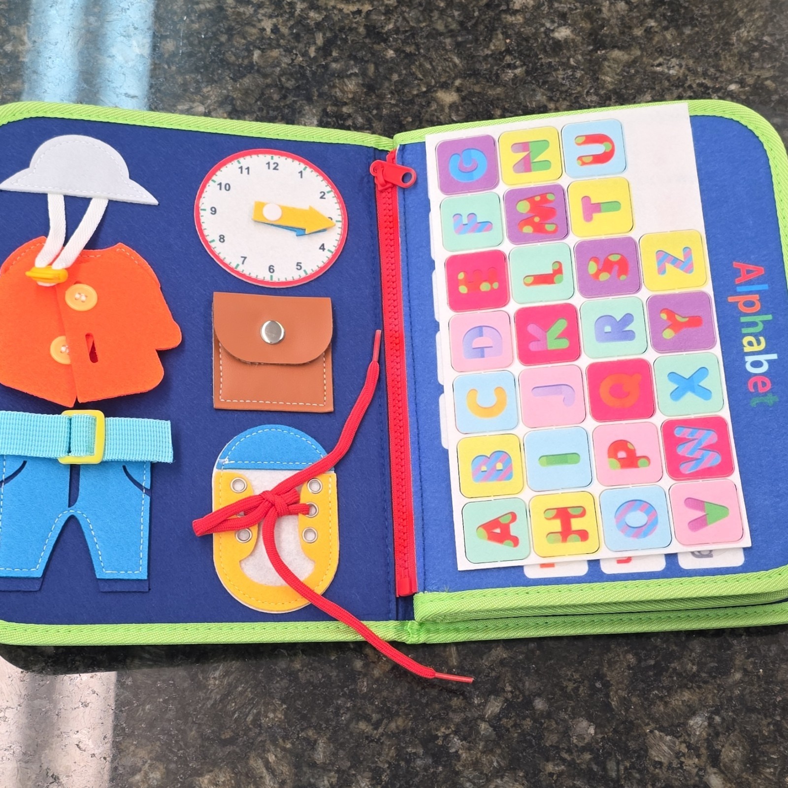 Winblo Toddler Busy Board Activity Book, Alphabet/Letters Learning, Dinosaurs