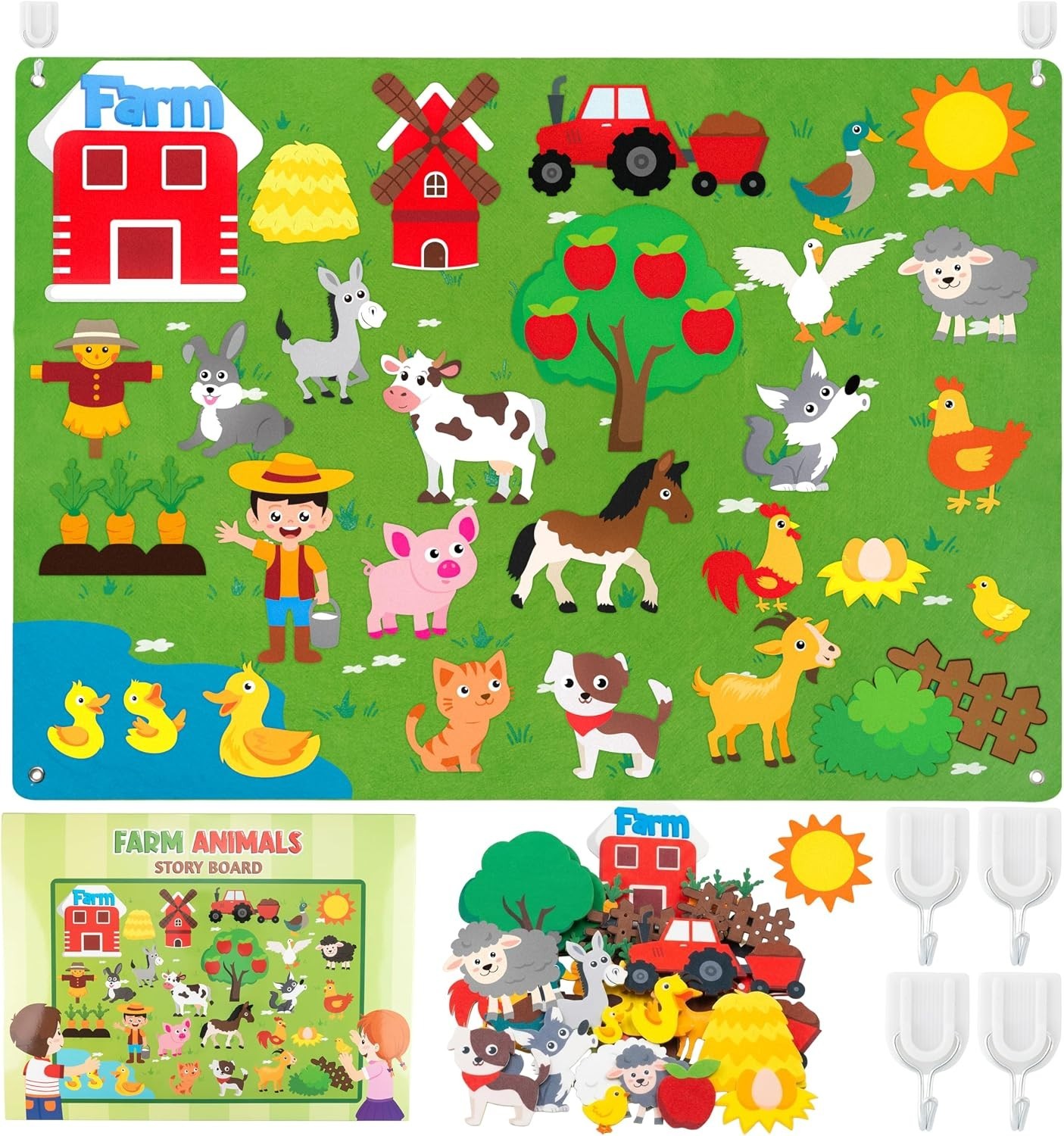 Interactive 38-Piece Farm Felt Board for Kids – Enhance Reading & Creativity