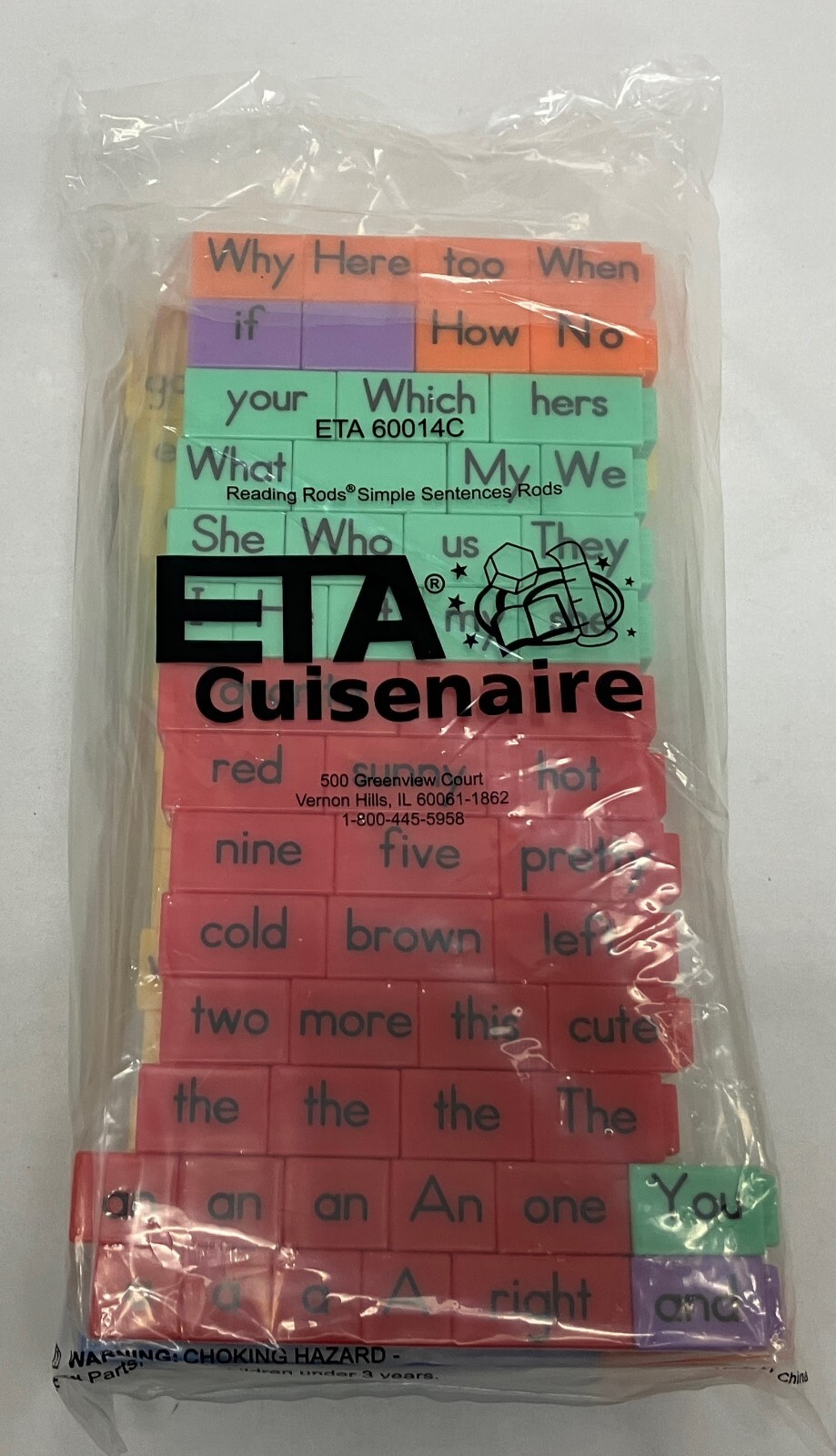 SEALED ETA Cuisenaire Reading Rods Simple Sentences Rods #60014C