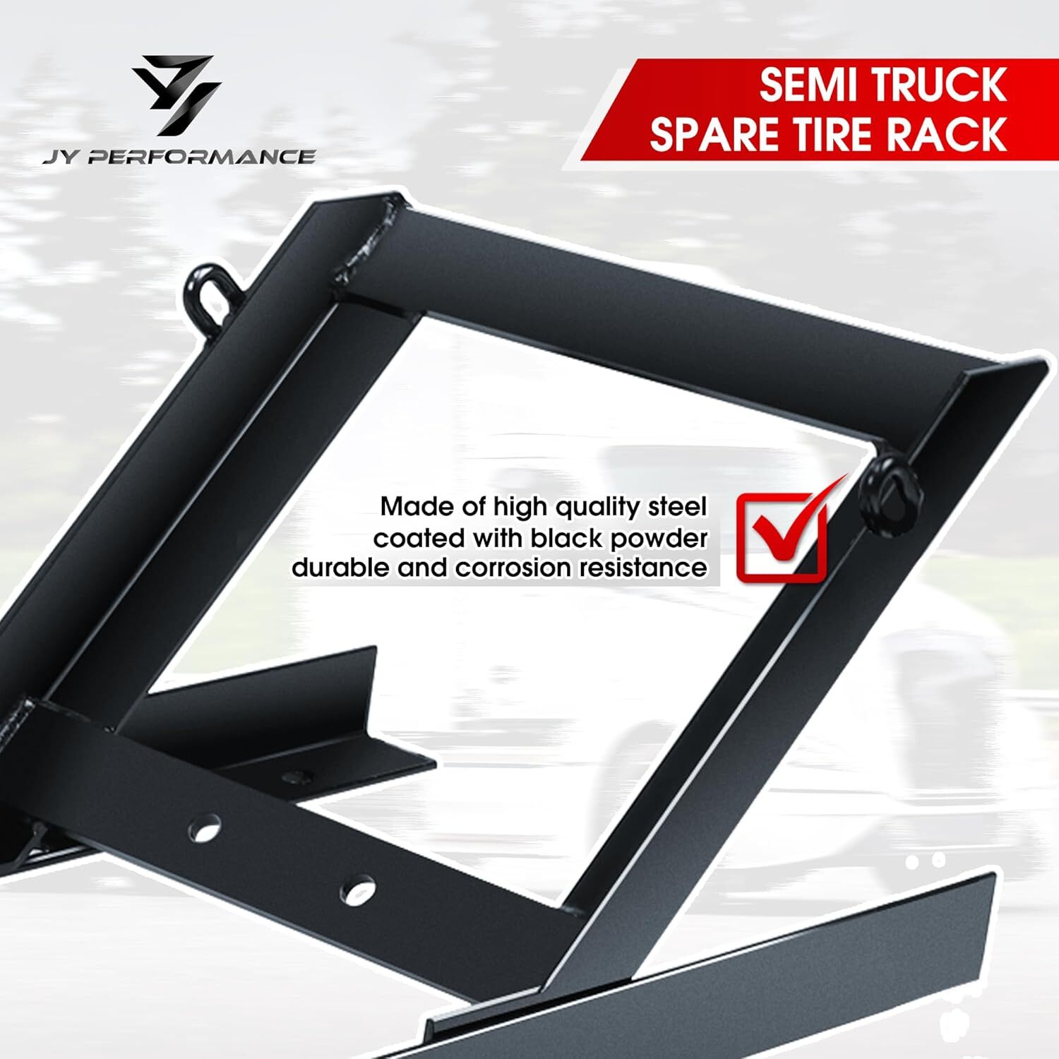 JY PERFORMANCE Semi Truck Spare Tire Rack with Cover for Commercial Truck,