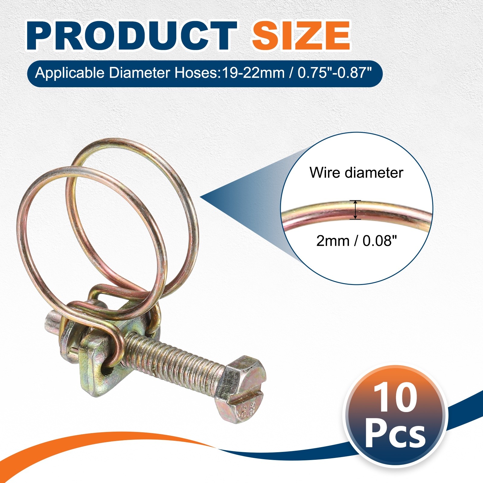 10Pcs 19-22mm Adjustable Double Wire Hose Clamp for Pump Hose