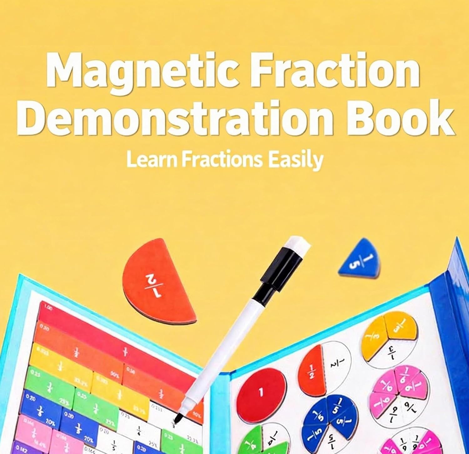 Magnetic Fraction Educational Puzzle, Magnetic Fraction Demonstration Book with