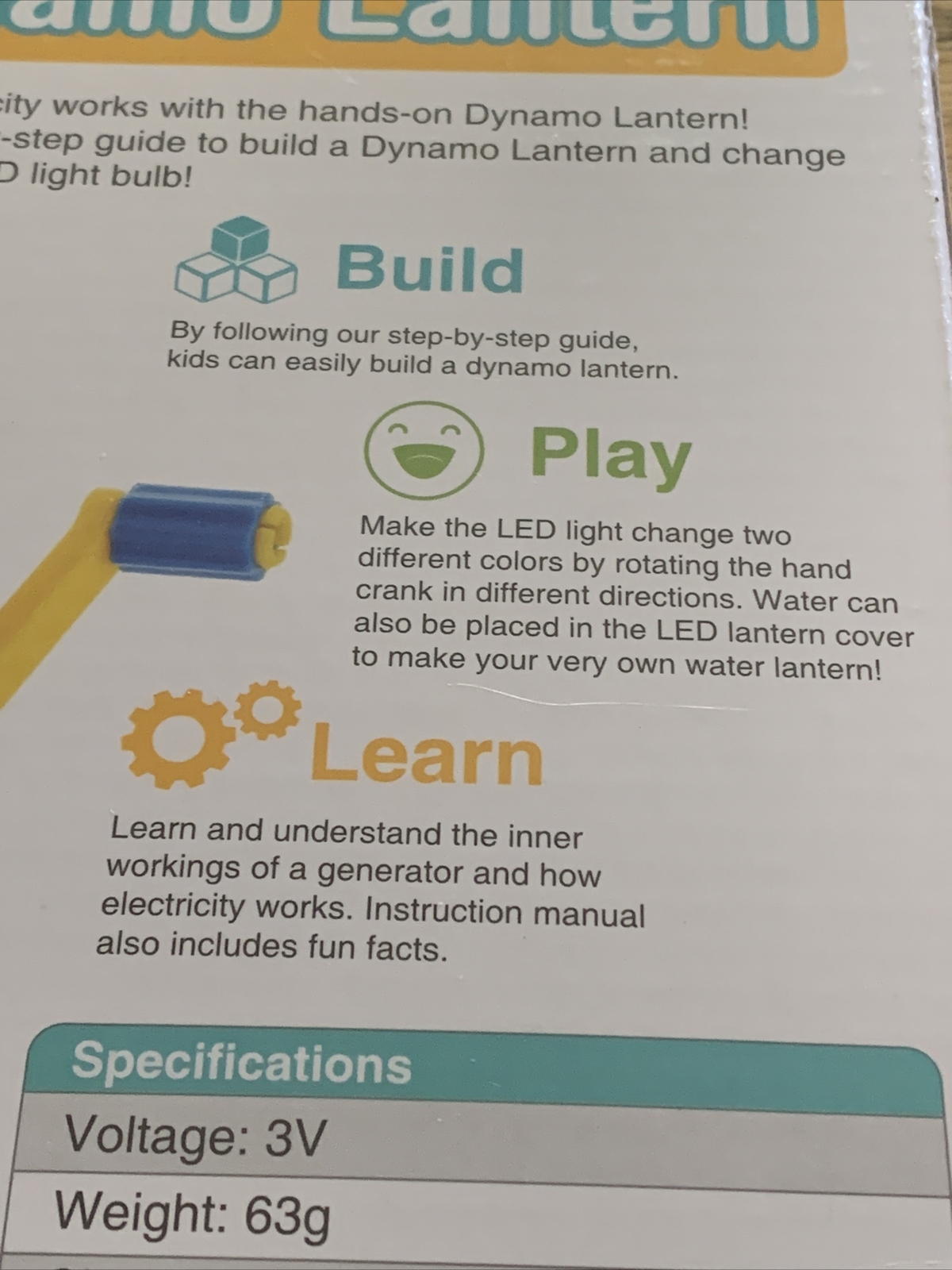 Dynamo Lantern. Hand Cranked Power Generator Toy Kit. Build Play Learn New !