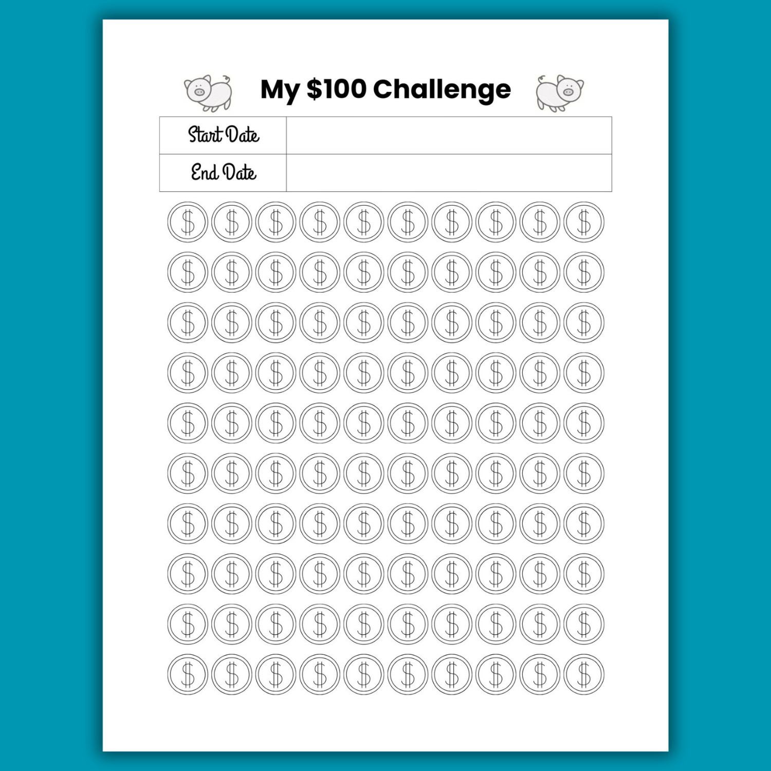 Savings Tracker For Kids | Money Challenge Worksheets