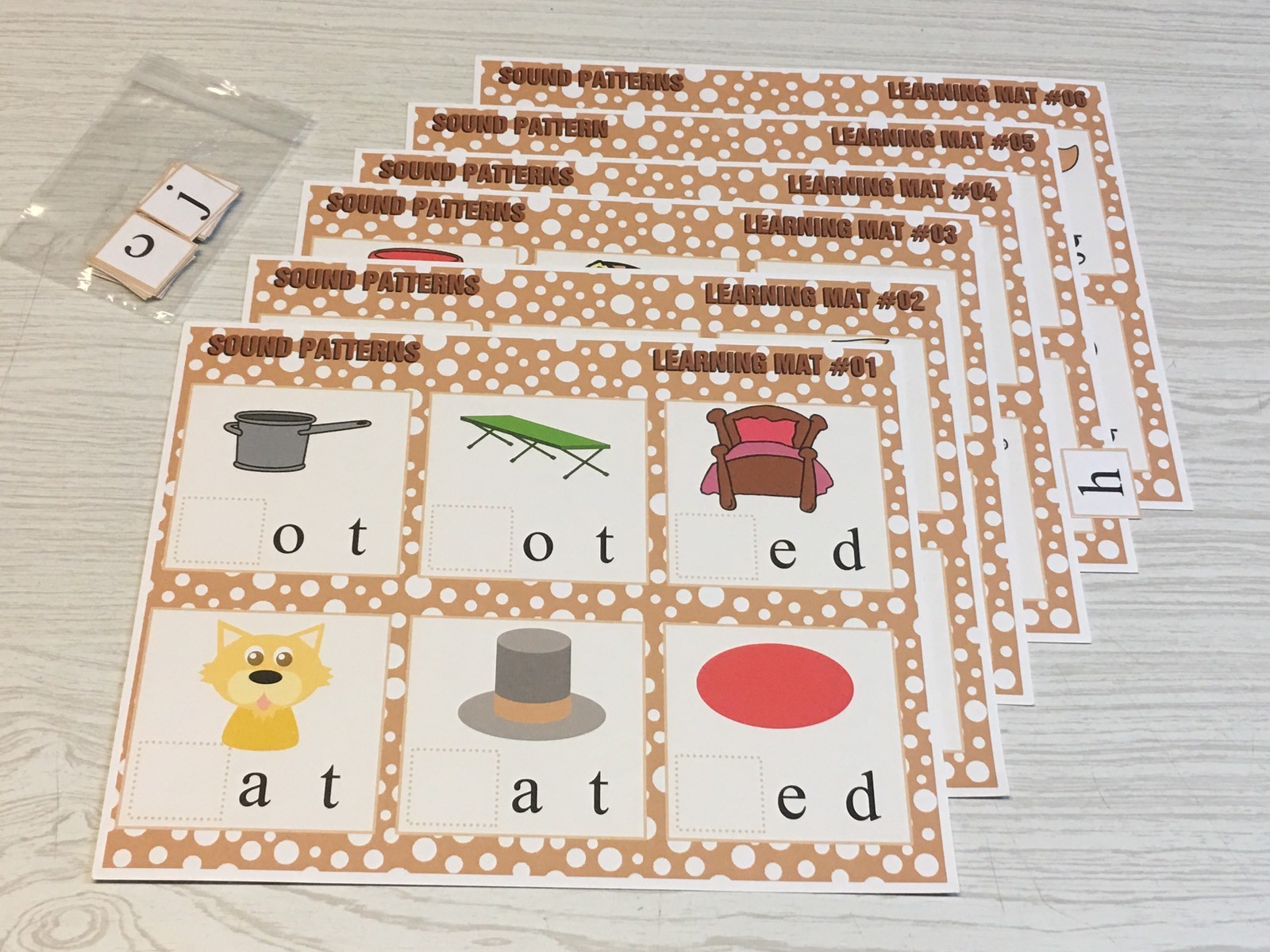 Sound Patterns – Set of 6 Learning Mats and 36 Cards – Laminated Activity